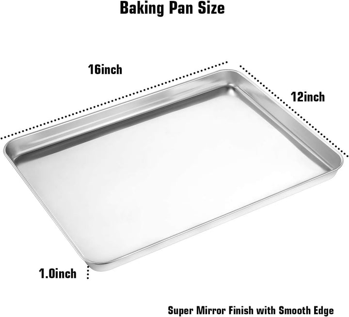Wildone Baking Sheet Set of 2, Edelstahl Ofenblech Kuchenblech, Grösse 40.6 x 30.5 x 2.5 CM, Ungifti