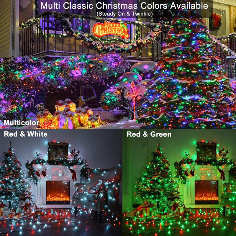 BrizLabs Weihnachtsbeleuchtung Aussen, 20M 200 LED Bunt Farbwechsel RGB Weihnachten Lichterketten Wa