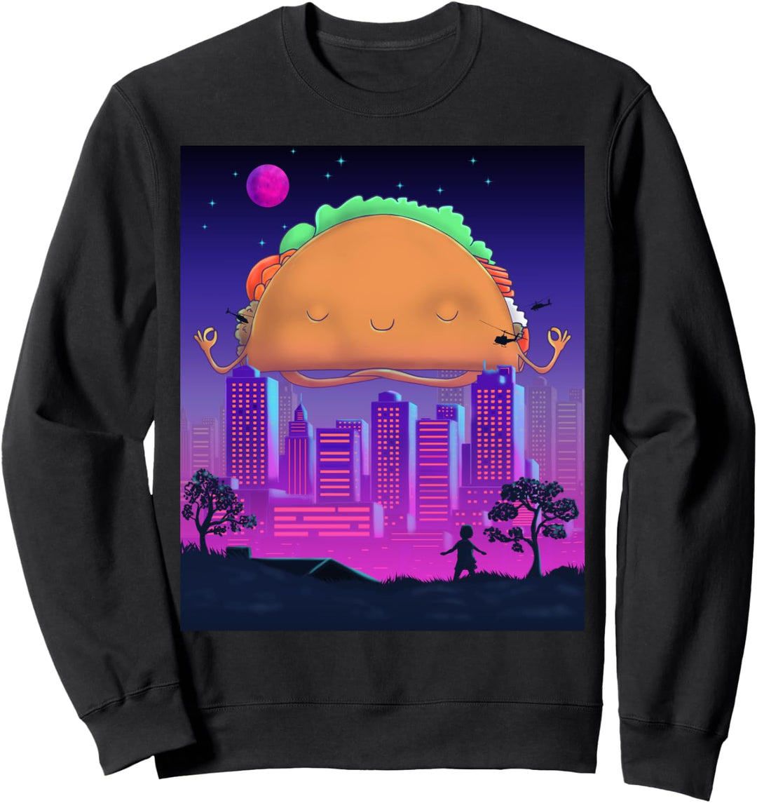 Giant Taco Vaporwave Retro Synthwave Mexican Funny Food Sweatshirt