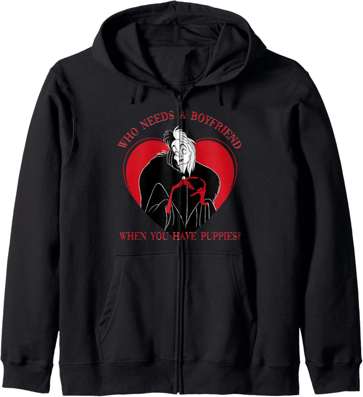 Disney Villains Valentines Cruella Who Needs A Boyfriend Kapuzenjacke