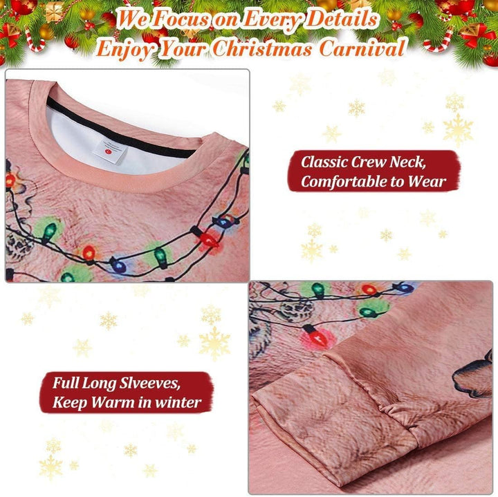 NEWISTAR Unisex Weihnachtspullover Jungen Strickpullover 3D Druck Pullover Weihnachten Jumper Ugly C