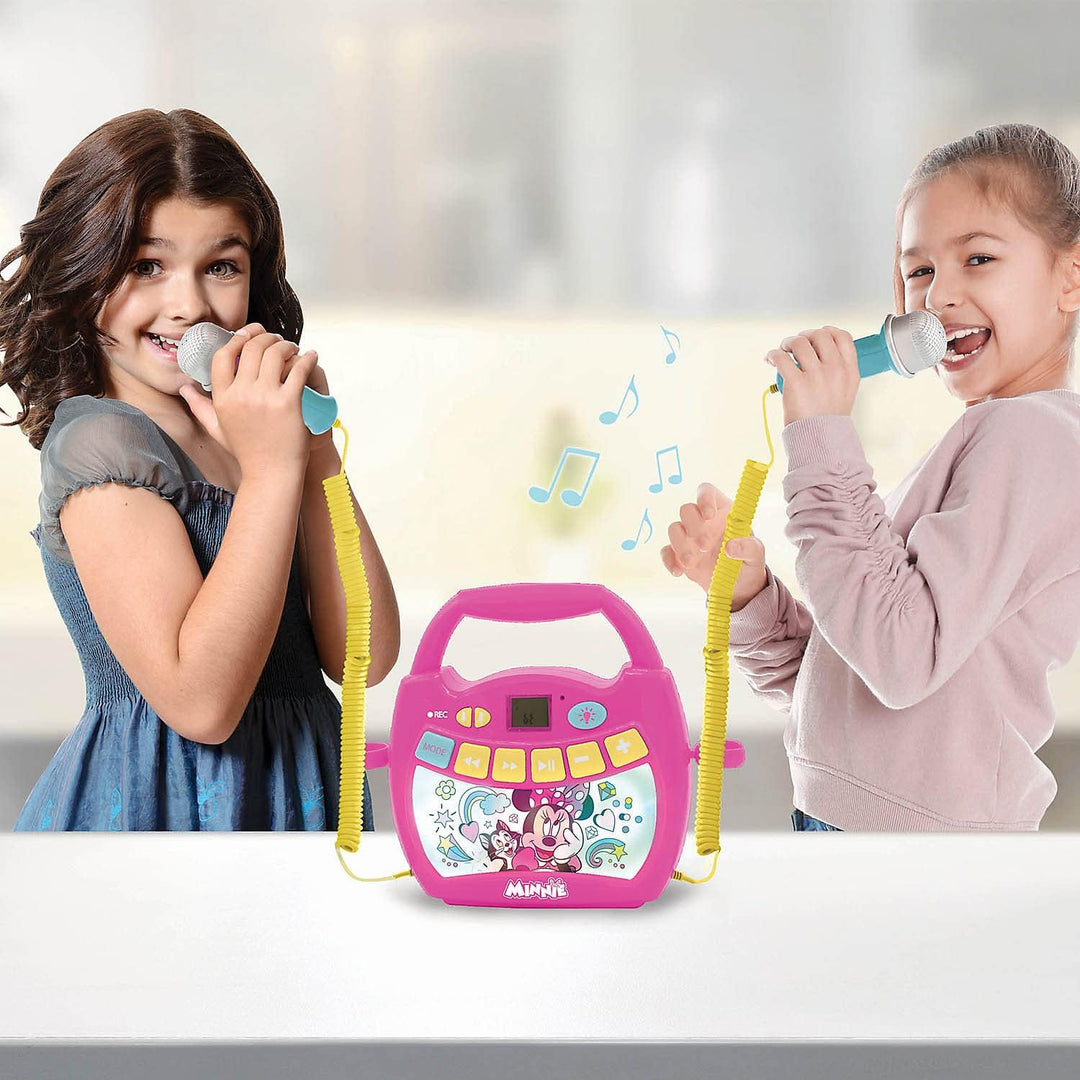 Lexibook, Disney Minnie, Tragbarer Karaoke-Digitalplayer für Kinder, Mikrofone, Lichteffekte, Blueto