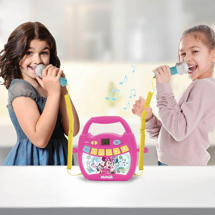 Lexibook, Disney Minnie, Tragbarer Karaoke-Digitalplayer für Kinder, Mikrofone, Lichteffekte, Blueto