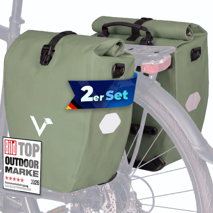Valkental Gepäckträgertasche, Wasserdicht &amp; Abschliessbar Hellgrün 2er Set 20L, Hellgrün 2er Set 20L