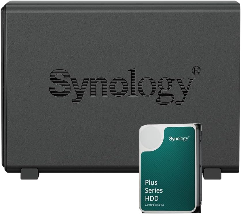 Synology DS124 NAS-Bundle 1 GB mit 1 Synology Festplatte 6 TB HAT3300, unmontiert, Schwarz
