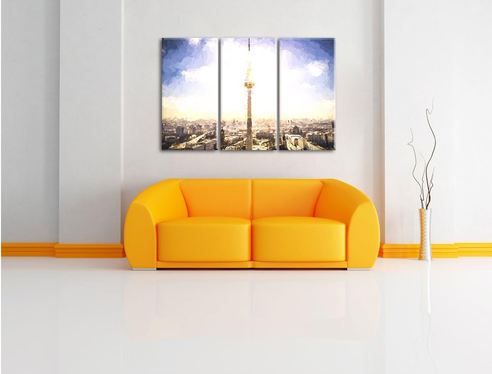 Pixxprint Berliner Fernsehturm als Leinwandbild/Grösse: 3 Teilig (120x80) cm/Wandbild/Kunstdruck/fer