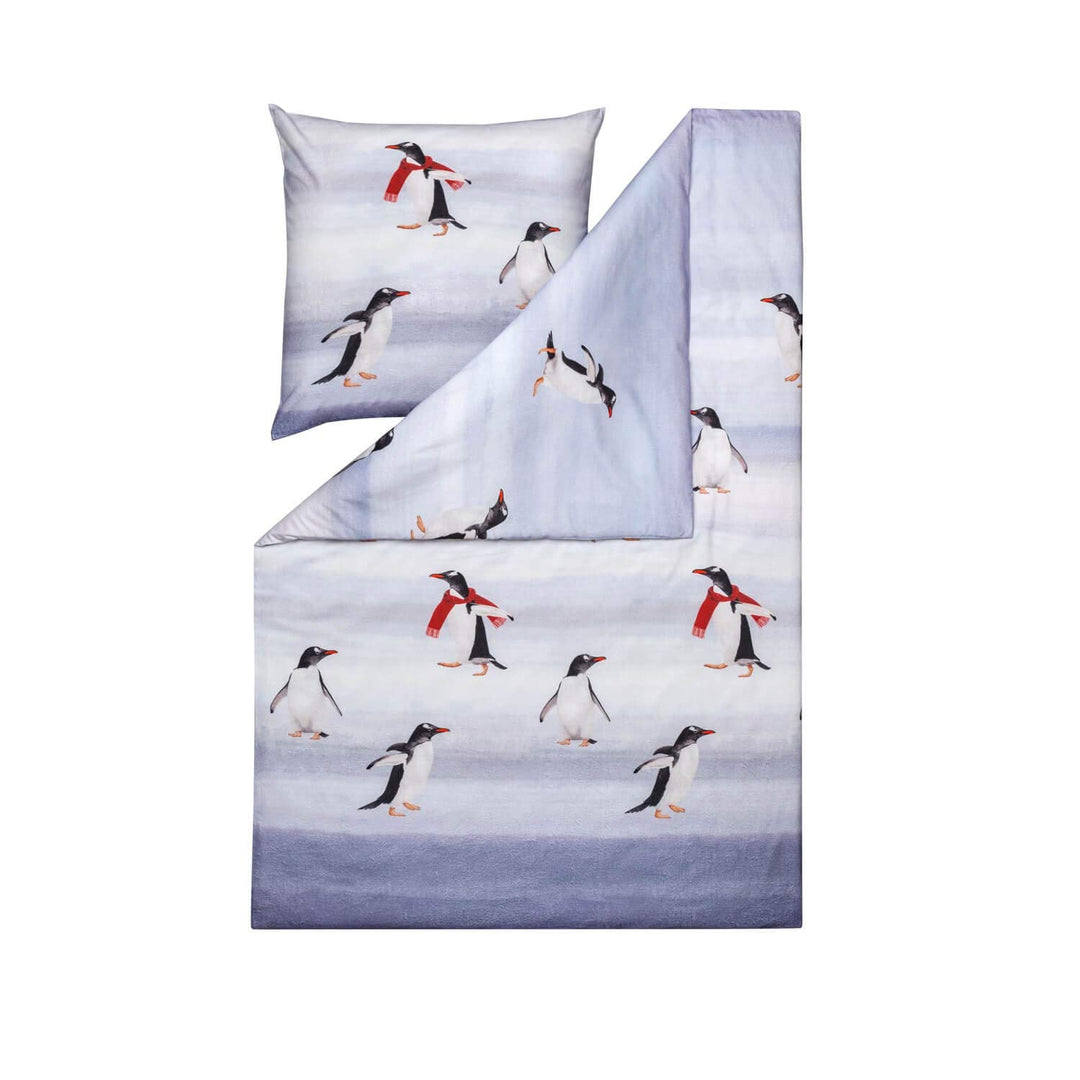ESTELLA Kuschelflanell Bettwäsche Pingu Silber 1 Bettbezug 200 x 220 cm + 2 Kissenbezüge 80 x 80 cm,