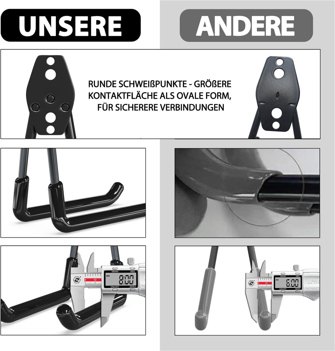 3-H Haken Garage 8 Stück,Wandhaken Garage integrierter Stanztechnologie besteht, Wandhaken Schwerlas