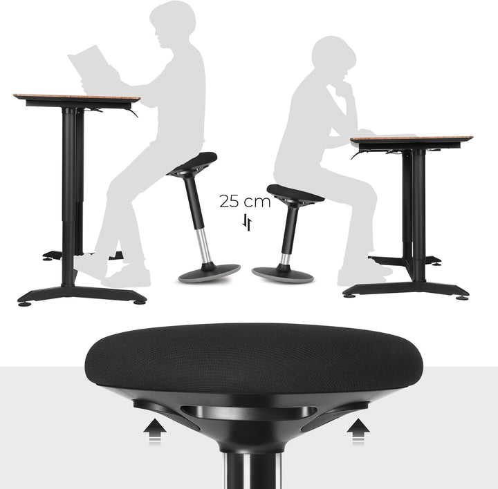 SONGMICS Dynamischer Sitzhocker, Stehhocker, Arbeitssitz, 360 ° drehbar, ergonomisch, höhenverstellb