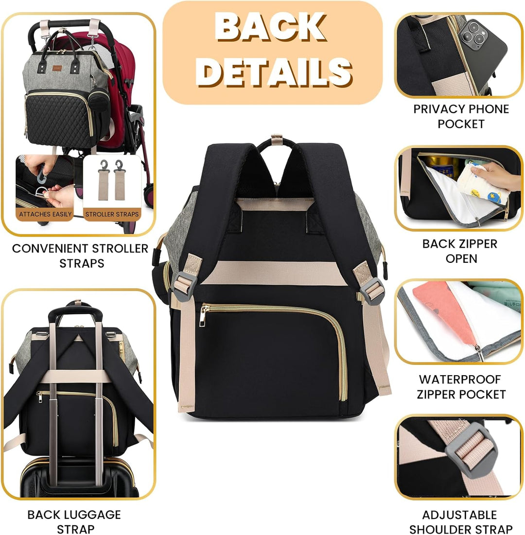 Wickelrucksack Gross - Baby Wickeltasche Rucksack Wasserdicht & Leicht mit Wickelunterlage, Schnulle