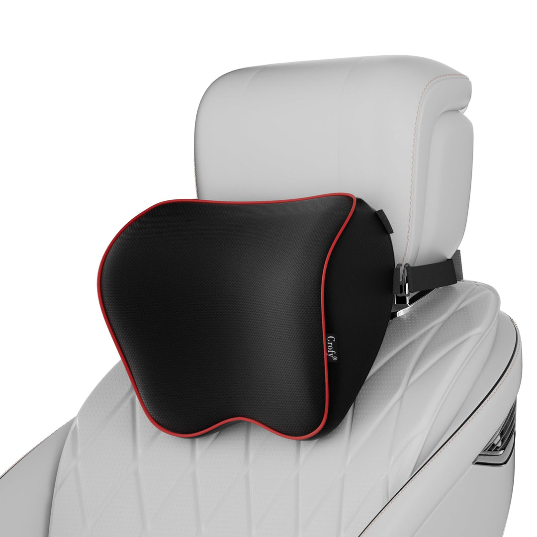 Crofy 2er-Pack Auto-Nackenkissen, weiches Auto-Kopfstützenkissen zum Fahren mit verstellbarem Gurt,