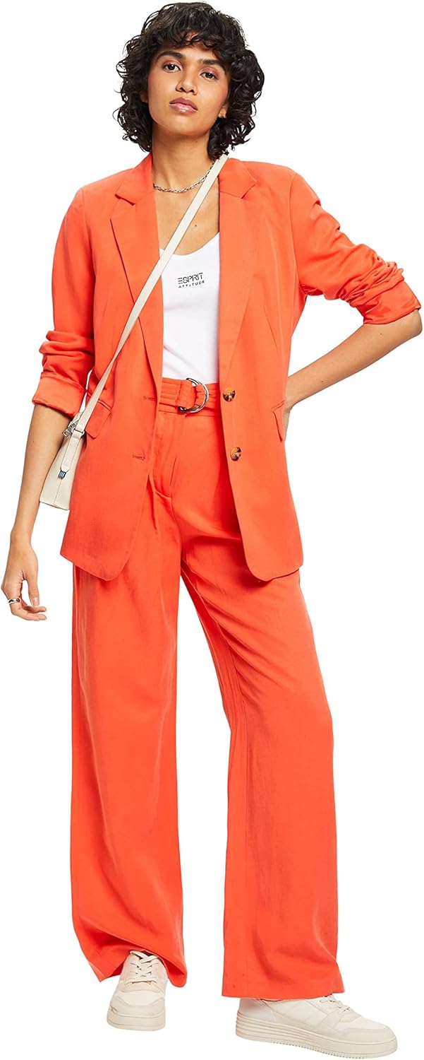 ESPRIT Einreihiger Blazer mit Leinen 44 Orange Red, 44 Orange Red