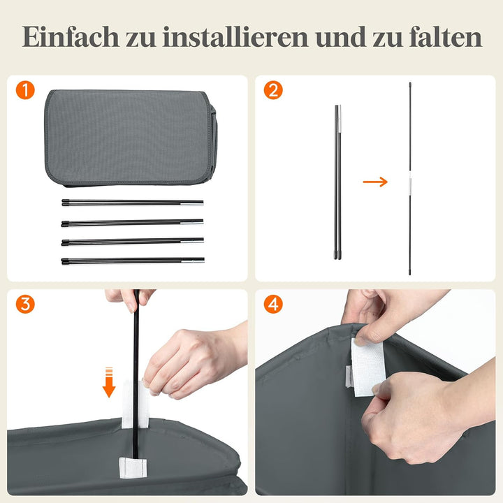 Lifewit 75L Wäschekorb Schmal mit Deckel, Wäschekorb Waschenkorbe Faltbar Klein, Wäschesammler mit G