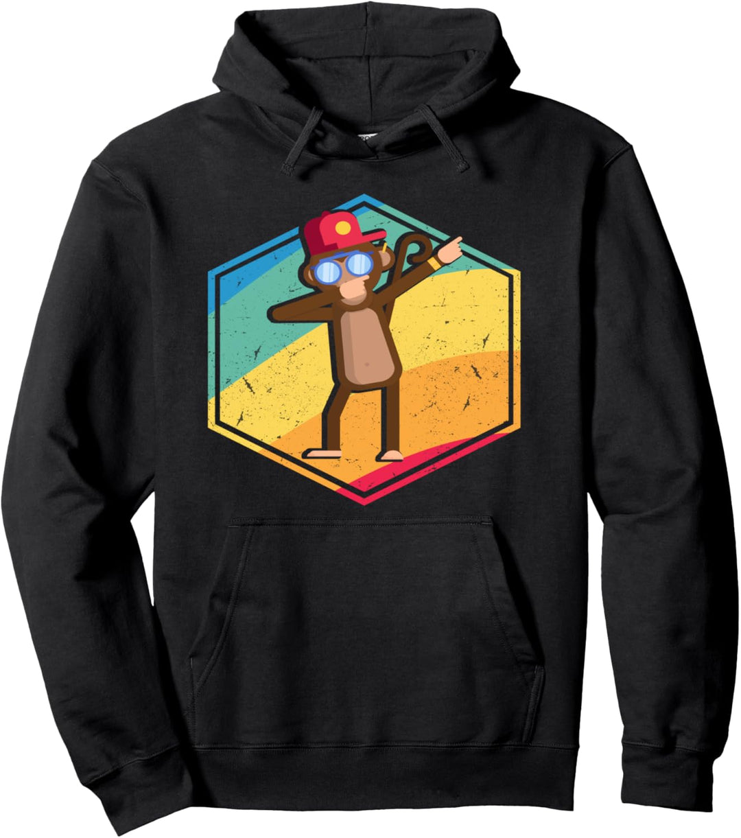 Dabbing Monkey Lovers Gift Men Women Boys Girls Retro Style Pullover Hoodie