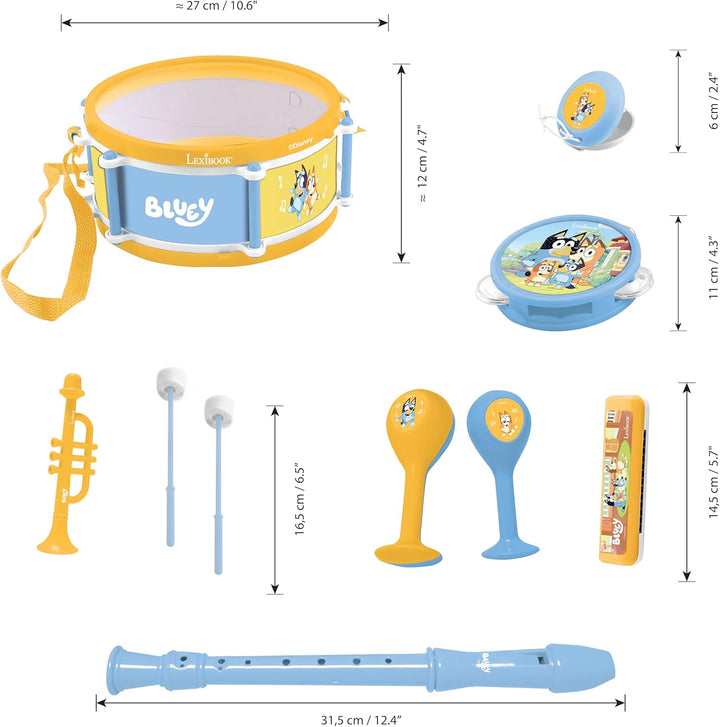 Lexibook, Bluey, Musikalisches Set 7-TLG. Bluey, Blau Gelb, K360BY, Bluey