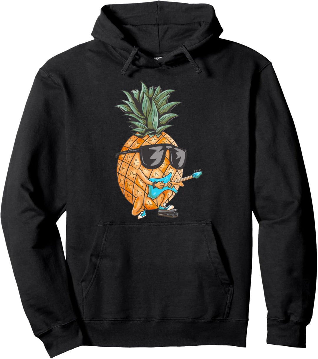 Rock N Roll Ananas Rocking Out With Guitar Funny Design Pullover Hoodie