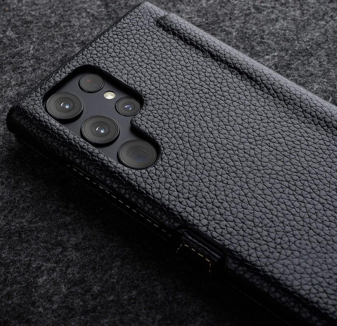 STILGUT Book Case kompatibel mit Samsung Galaxy S22 Ultra Hülle aus Leder mit Clip-Verschluss, Leder