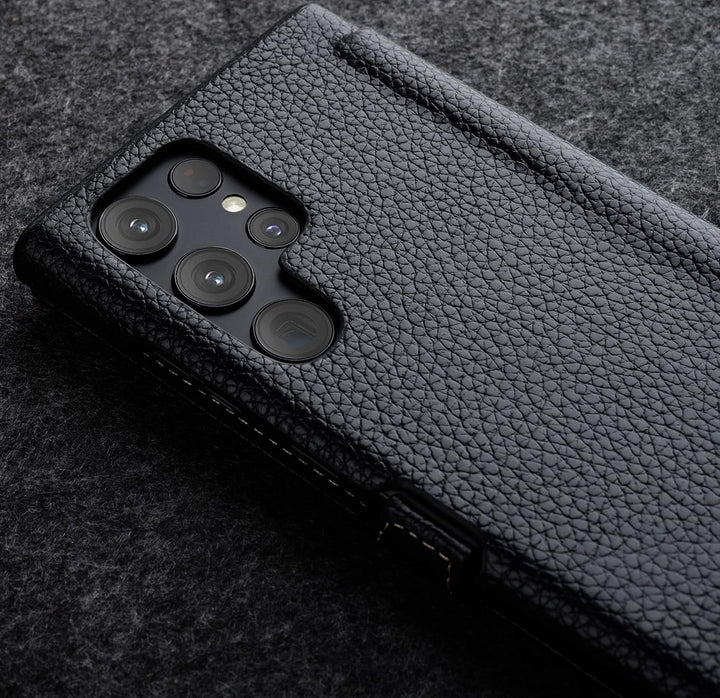 STILGUT Book Case kompatibel mit Samsung Galaxy S22 Ultra Hülle aus Leder mit Clip-Verschluss, Leder