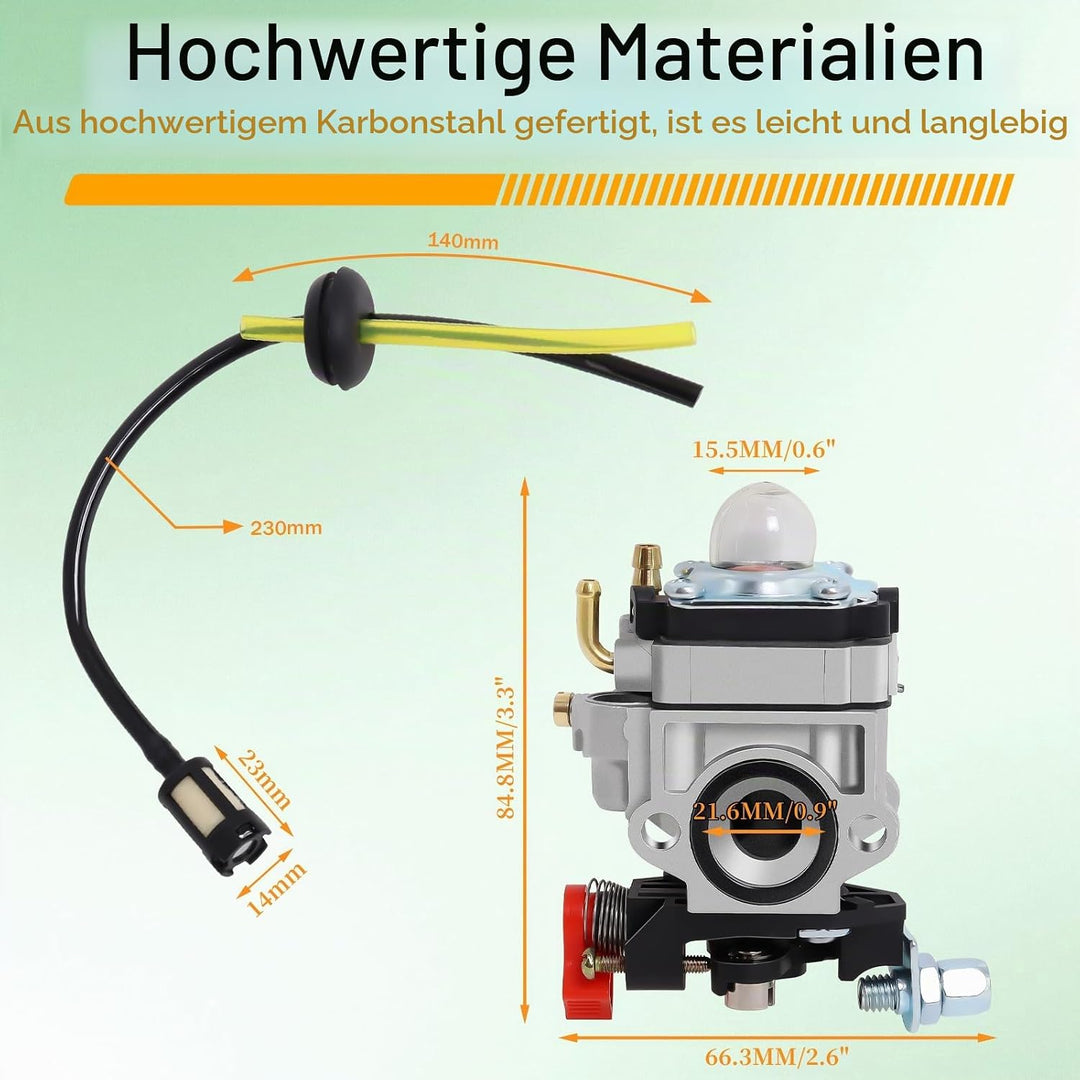 Vergaser Kompatibel mit Walbro Typ WYJ 26cc-33cc Freischneider und Rasenmäher mit Primärpumpe Abstan