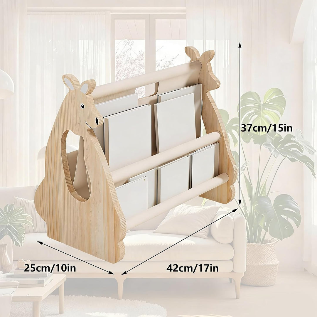 Bücherregal Kinder Holz, Bücherregal Deko, Doppelseitiges Holzregal mit Griff, Modern Holzregal für