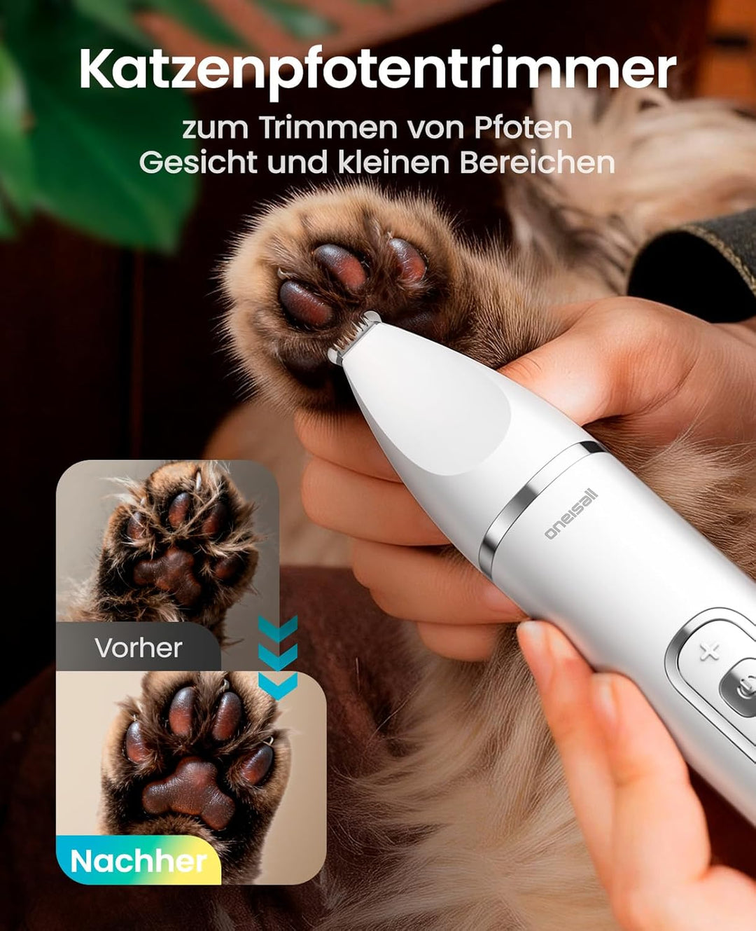 oneisall 3 in 1 Schermaschine Katze Hunde, LCD-Anzeige Leise Katzenrasierer Profi Haarschneidemaschi