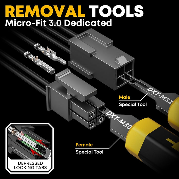 DxCRIMP Micro-Fit 3,0 mm Crimpzangen-Set, Gehäuse & Kontakte 2–20-polig (30–20 AWG/0,05–0,5 mm²) mit