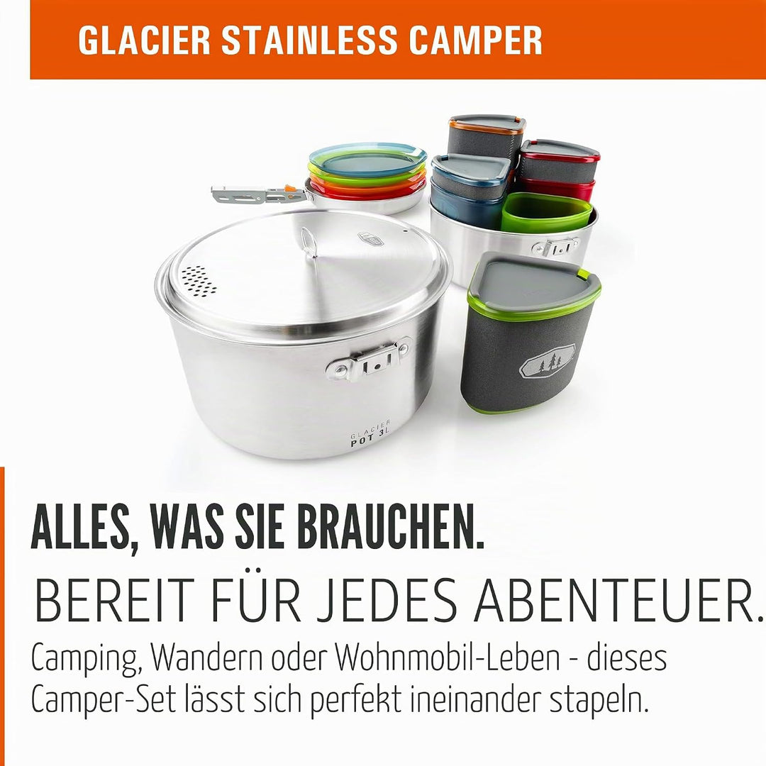 GSI Outdoors Glacier Edelstahl Camper 4 Personen Packable Kochgeschirr &amp; Geschirr Set für Camping od