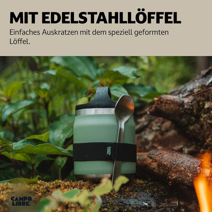 Campo Libre.® Lotta, Thermobehälter für Essen, Edelstahl Thermobecher Essen mit Löffel, Warmhaltebeh