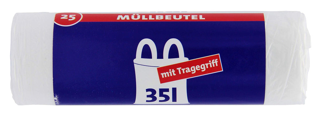 Ulith 35-Liter-Müllbeutel mit Tragegriff, 35 Liter – reissfest und flüssigkeitsdicht – recycelbares