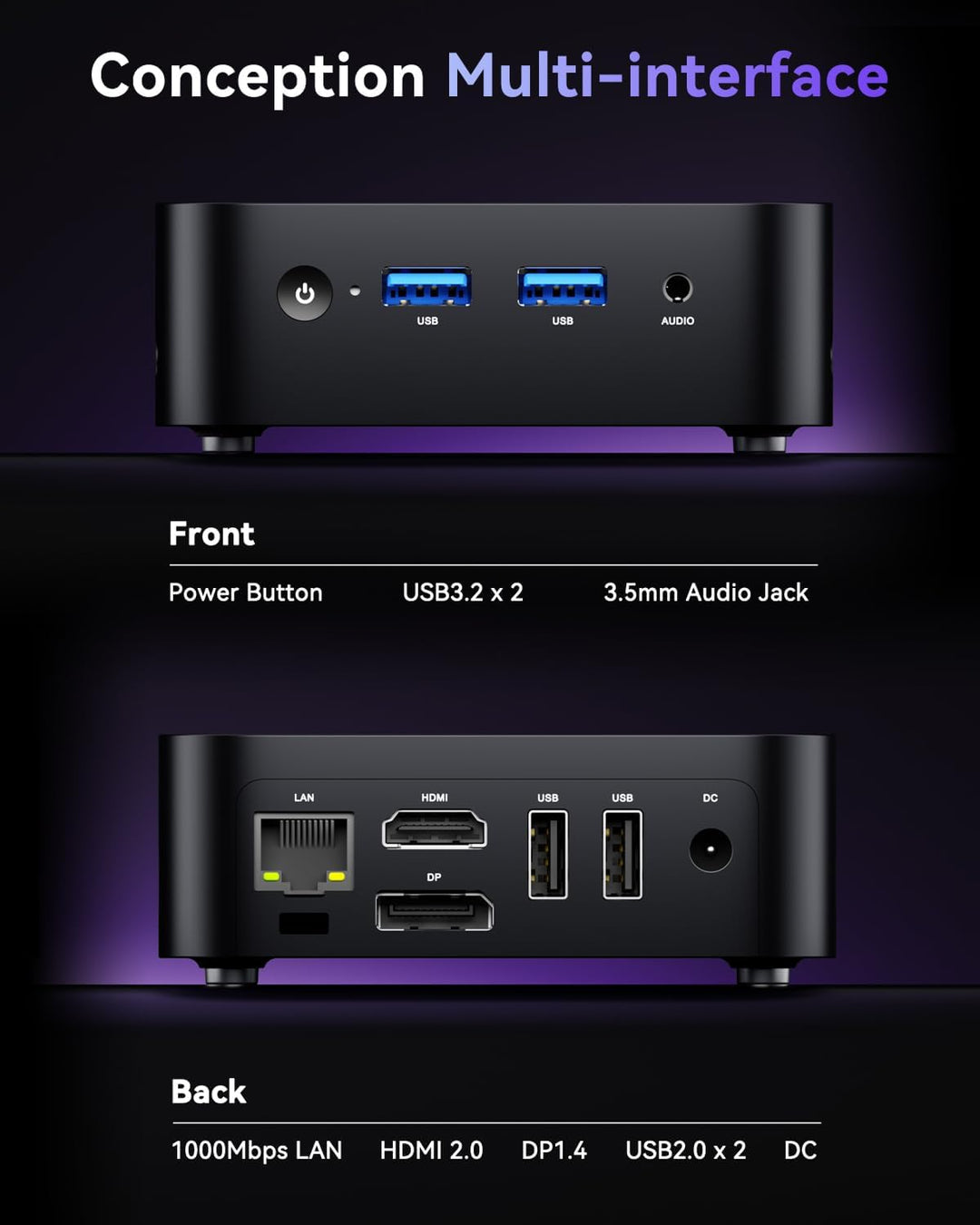 ACEMAGICIAN Vista Mini V1 Mini PC, Ιntel Twin Lake N150 Windows 11 Pro Mini PC (bis zu 3,60 GHz),16G