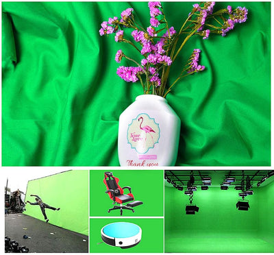 Hersmay 10 x 19.6 ft/3 x 6 m Greenscreen Fotostudio Hintergrundstoff Green Screen 100% Reine Muslin