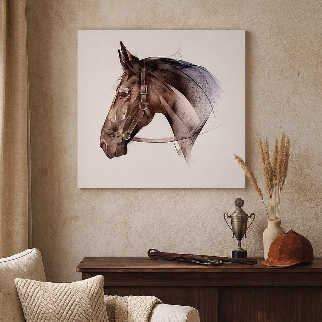 Bilder auf Leinwand 100x70cm Leinwandbild mit Rahmen Pferd Abstraktion Gross Wanddeko Bild Schlafzim