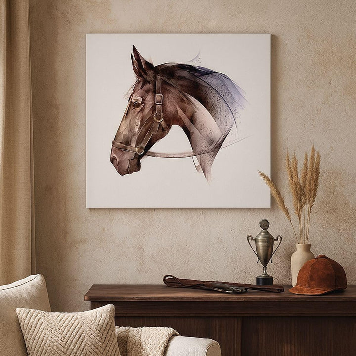 Bilder auf Leinwand 100x70cm Leinwandbild mit Rahmen Pferd Abstraktion Gross Wanddeko Bild Schlafzim