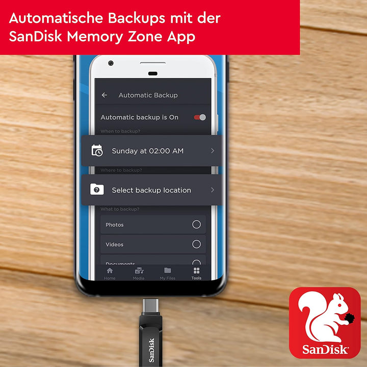 SANDISK Ultra Dual Drive Go USB Type-C & Type A, 128 GB (Android Smartphone Speicher, USB Type-C & T