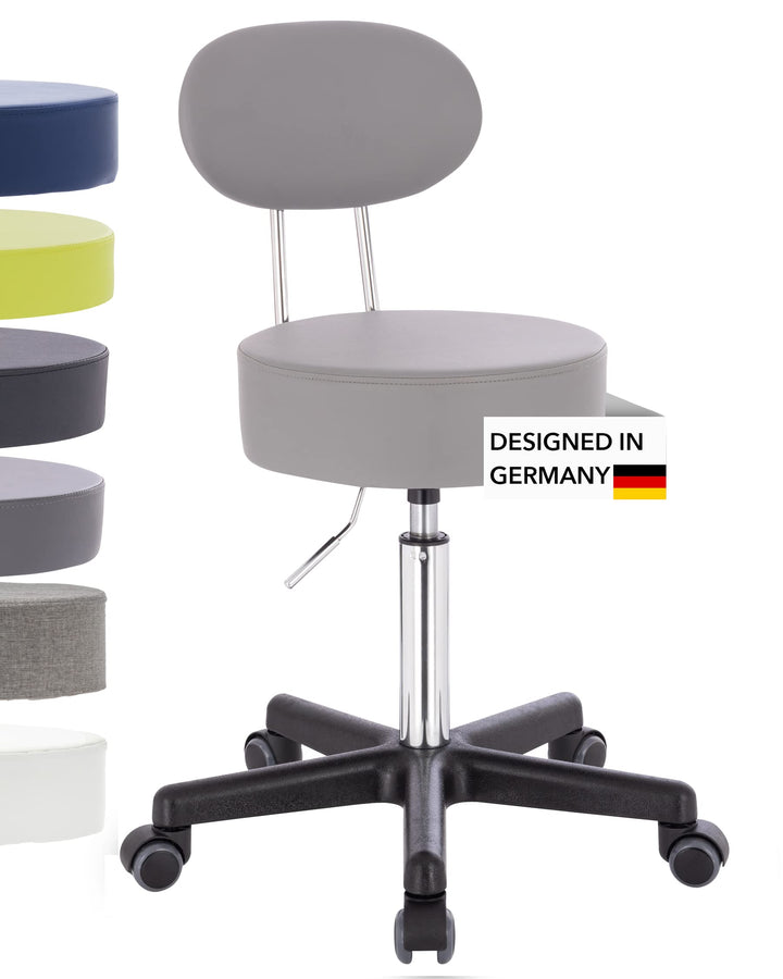 1stuff® Profi Rollhocker Drehhocker Squash - Sitzhöhee ca. 51-71cm - Arzthocker Arbeitshocker Büroho