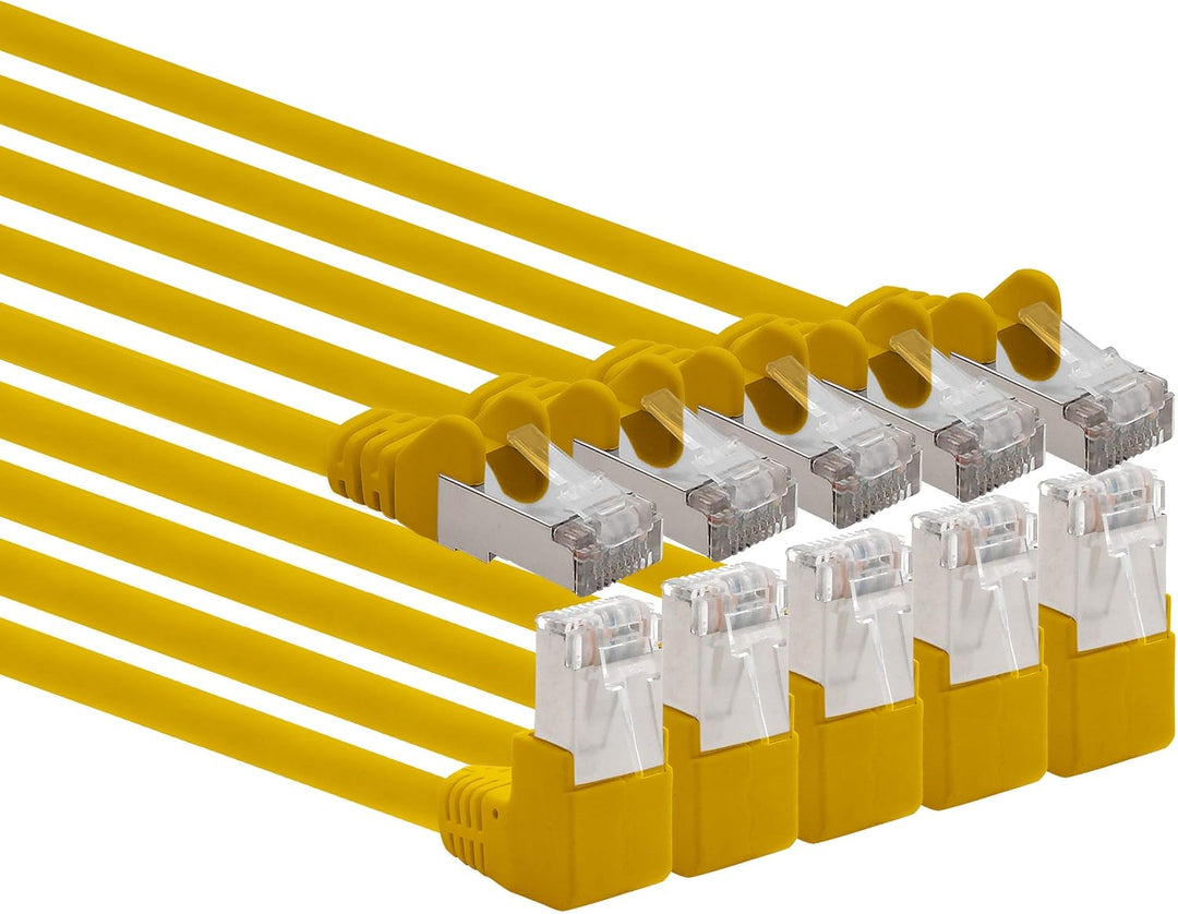 1aTTack.de 366247 Cat.6 Netzwerkkabel Winkel 90 Grad 7,5m - gelb - 5 Stück - Cat6 Patchkabel (SFTP P