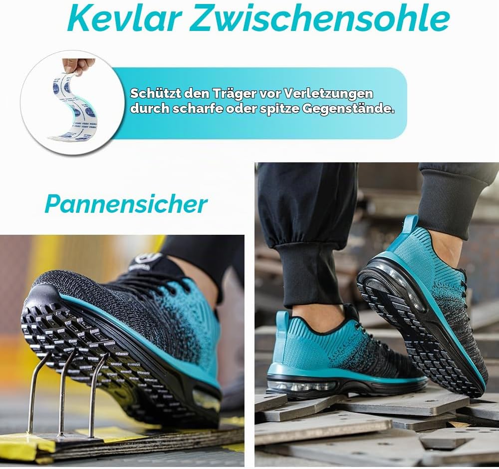 Bawalon Arbeitsschuhe Leicht Herren Sicherheitsschuhe Damen rutschfest Sportlich Stahlkappenschuhe A