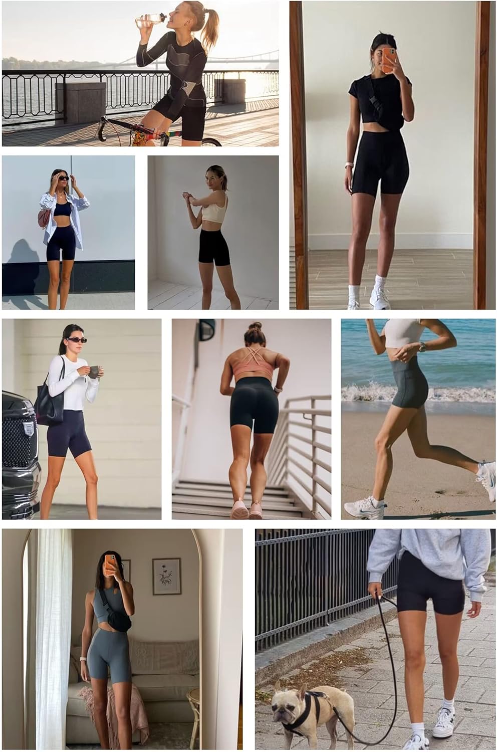Persit Damen Kurze Leggings, Blickdicht Radlerhose mit Taschen L Klassischgrau, L Klassischgrau