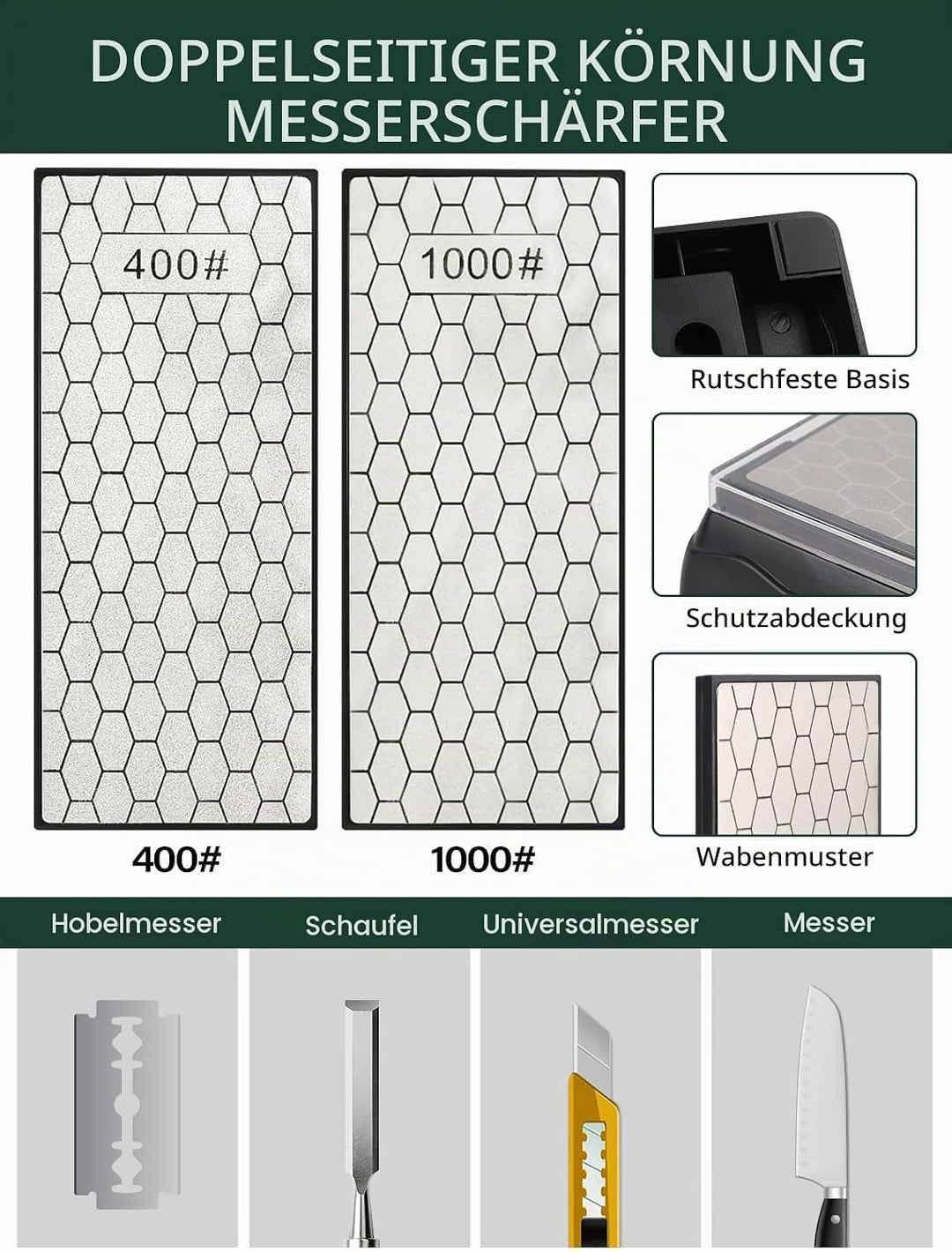 2 Diamant Schleifsteine mit Meissel Schärfset, Kalolary Professionelles Diamant Schleifstein Set mit