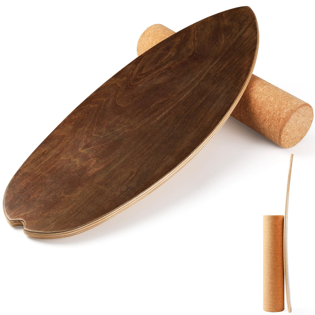 Cowiewie Balance Board, 15mm Dickes BalanceBoard + 10mm Korkrolle, Balance-Board Maximale Belastung