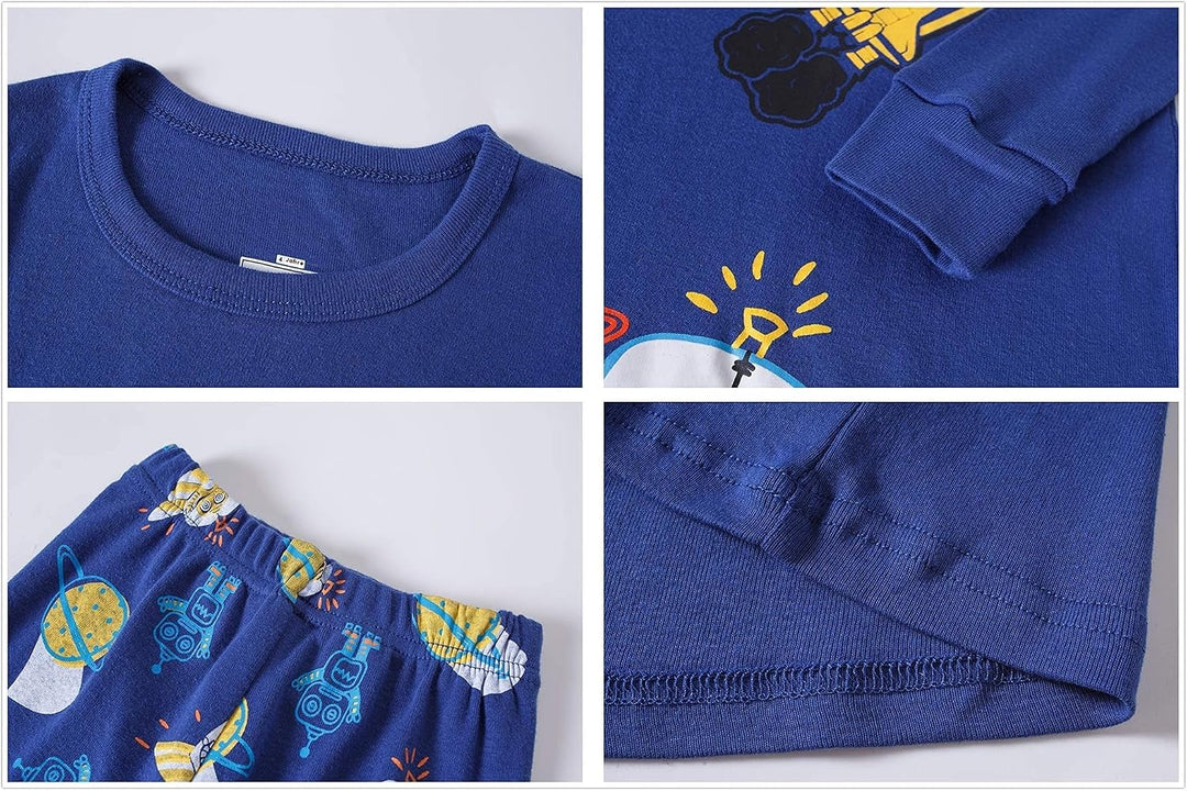Jungen Pyjama Langarm 4-teilig Kleine Kinder Nachtwäsche Schlafanzug Set 2-14 Jahre, 4 St&amp;