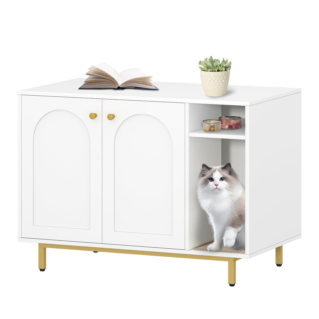 Hzuaneri Katzenschrank, Katzentoilette, Katzenklo Schrank, Katzenhaus mit Tür und separater Trennwan