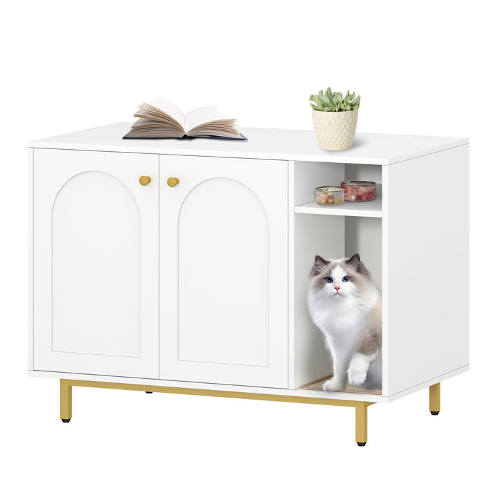 Hzuaneri Katzenschrank, Katzentoilette, Katzenklo Schrank, Katzenhaus mit Tür und separater Trennwan