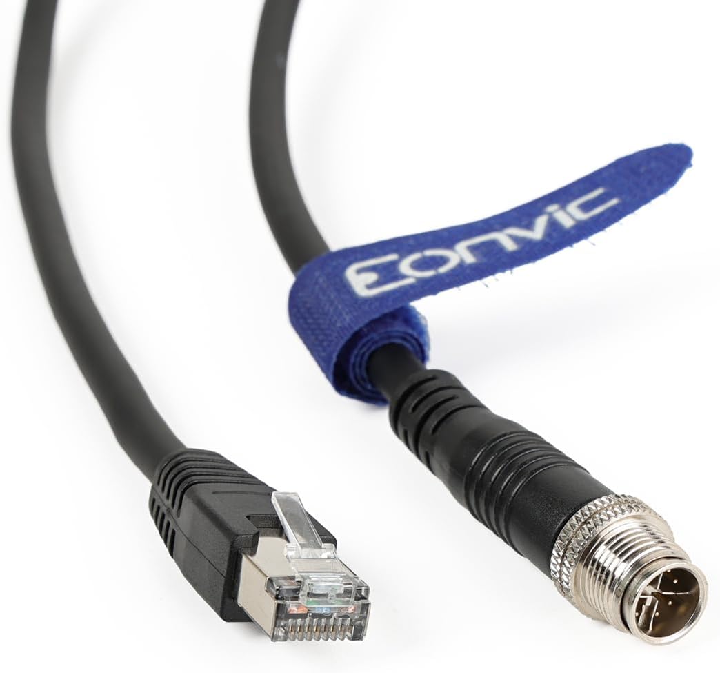 Eonvic Cognex Industrial Ethernet M12 X-Typ auf RJ45 High-Flex-Kabel (1 m, schwarz) Black 1M, Black