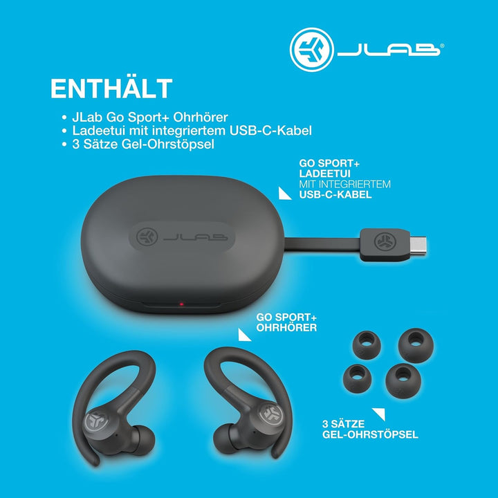 JLab Go Air Sport+ Kopfhörer Bluetooth, Sportkopfhörer 35+ Std., True Wireless In Ear Kopfhörer kabe