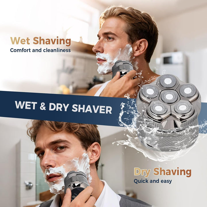 OSDUE Glatzen Rasierer Herren, Wasserdicht Flexibler Glatzenrasierer, Wiederaufladbar Typ-c Rasierer
