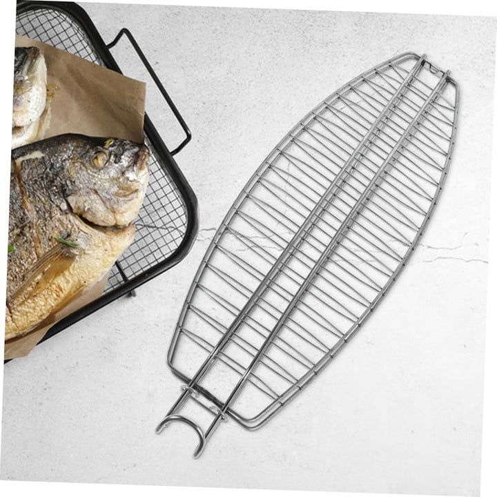 HANABASS Robuster Fischgrillkorb aus Edelstahl Ovalshaped BBQ Grillzubehör für Camping und Picknicks