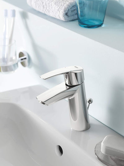 GROHE QUICKFIX Start - Waschtischarmatur (wassersparend, mit Temperaturbegrenzung, mit Zugstange), M