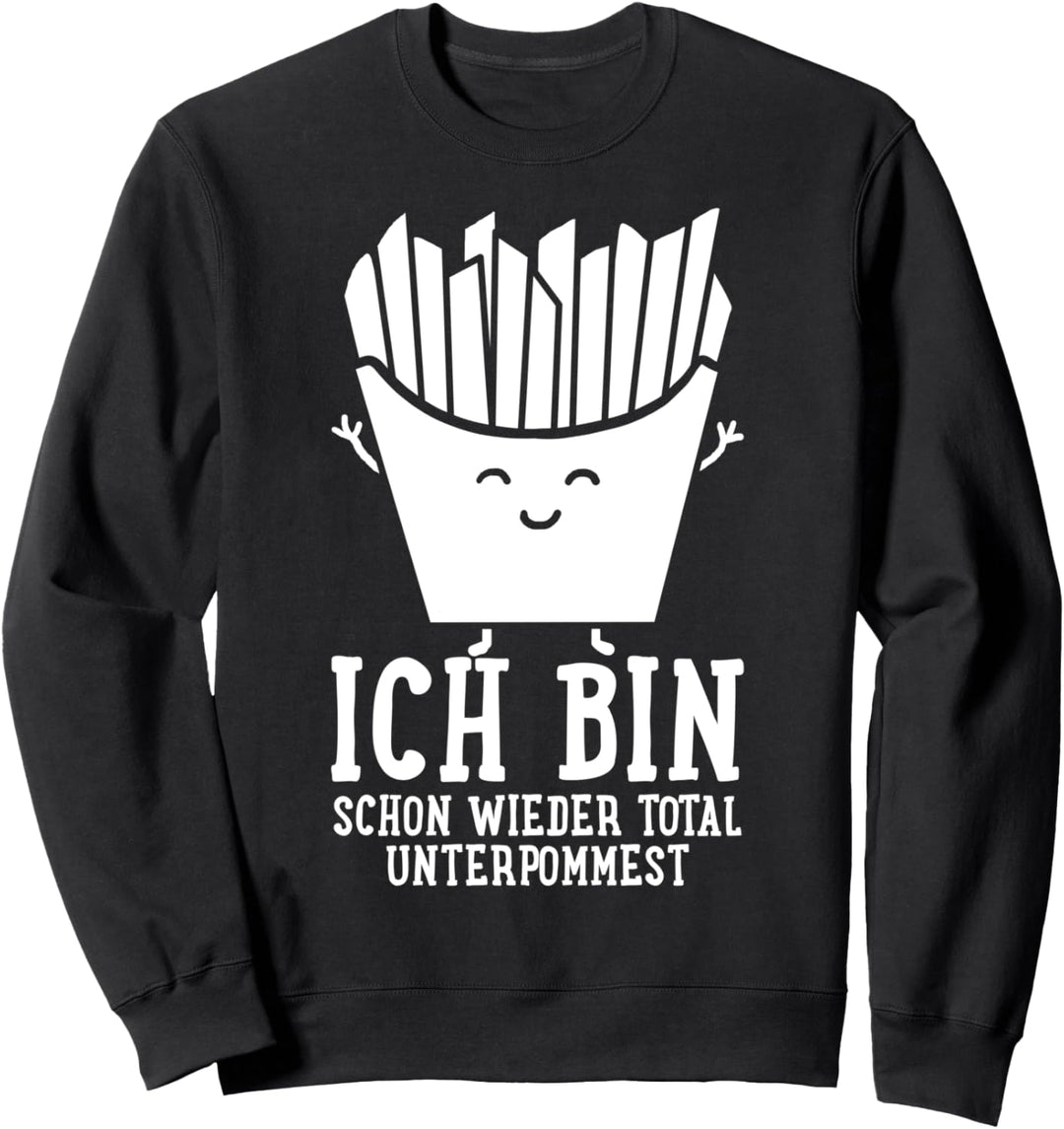 Pommes Frites Fast Food Junkie Rot Weiss Sweatshirt