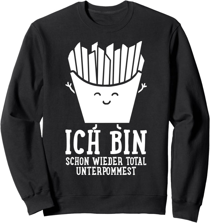 Pommes Frites Fast Food Junkie Rot Weiss Sweatshirt